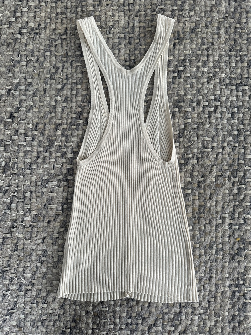 Free People Cream Ribbed Button-Front Racerback Tank - Picture 4 of 6